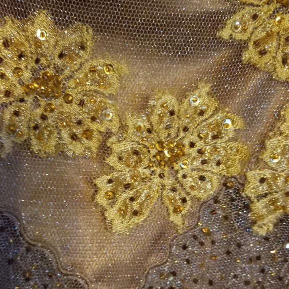 Brown and Gold Strapless Dress - Picture 6 of 6